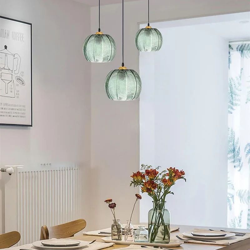 Nordic Glass Pendant Light With Green Leaf Pattern For Living Room Dining Room Bedroom Or Study 1