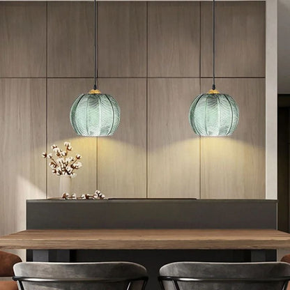 Nordic Glass Pendant Light With Green Leaf Pattern For Living Room Dining Room Bedroom Or Study 2
