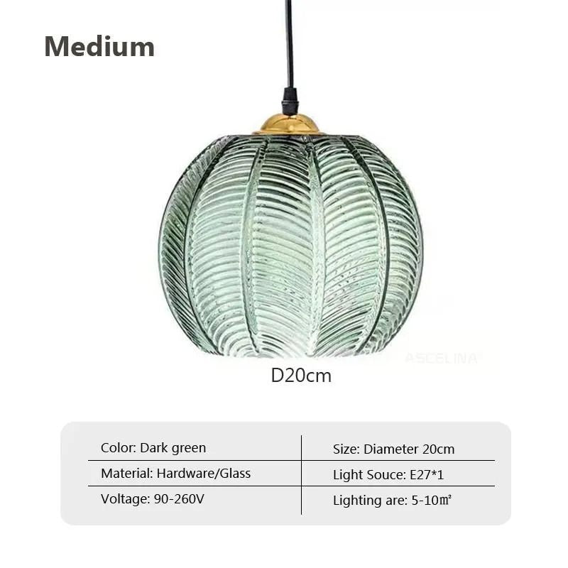 Nordic Glass Pendant Light With Green Leaf Pattern For Living Room Dining Room Bedroom Or Study 7