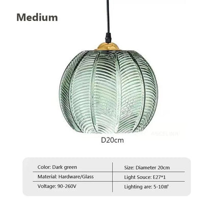 Nordic Glass Pendant Light With Green Leaf Pattern For Living Room Dining Room Bedroom Or Study 7