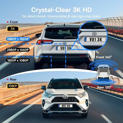 Baseus VD1 3K Front And Rear Dash Cam With GPS Galileo And Supercapacitor For 24 Hour Car Parking S 2