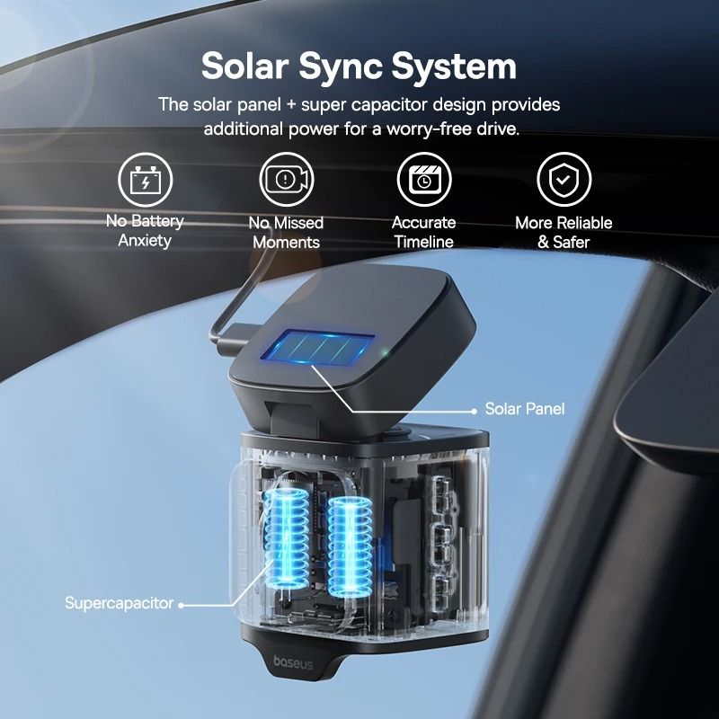Baseus VD1 3K Front And Rear Dash Cam With GPS Galileo And Supercapacitor For 24 Hour Car Parking S 4