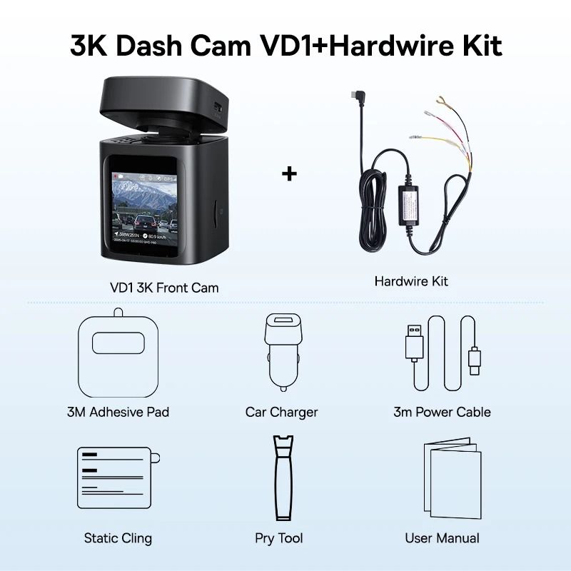 Baseus VD1 3K Front And Rear Dash Cam With GPS Galileo And Supercapacitor For 24 Hour Car Parking S 7