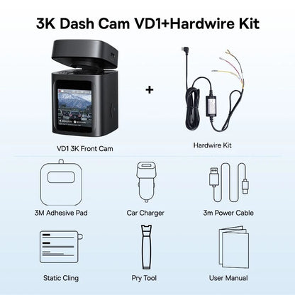 Baseus VD1 3K Front And Rear Dash Cam With GPS Galileo And Supercapacitor For 24 Hour Car Parking S 7