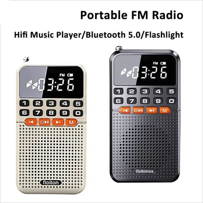 Mini Bluetooth Pocket Radio – Portable FM Receiver & Music Player with Flashlight