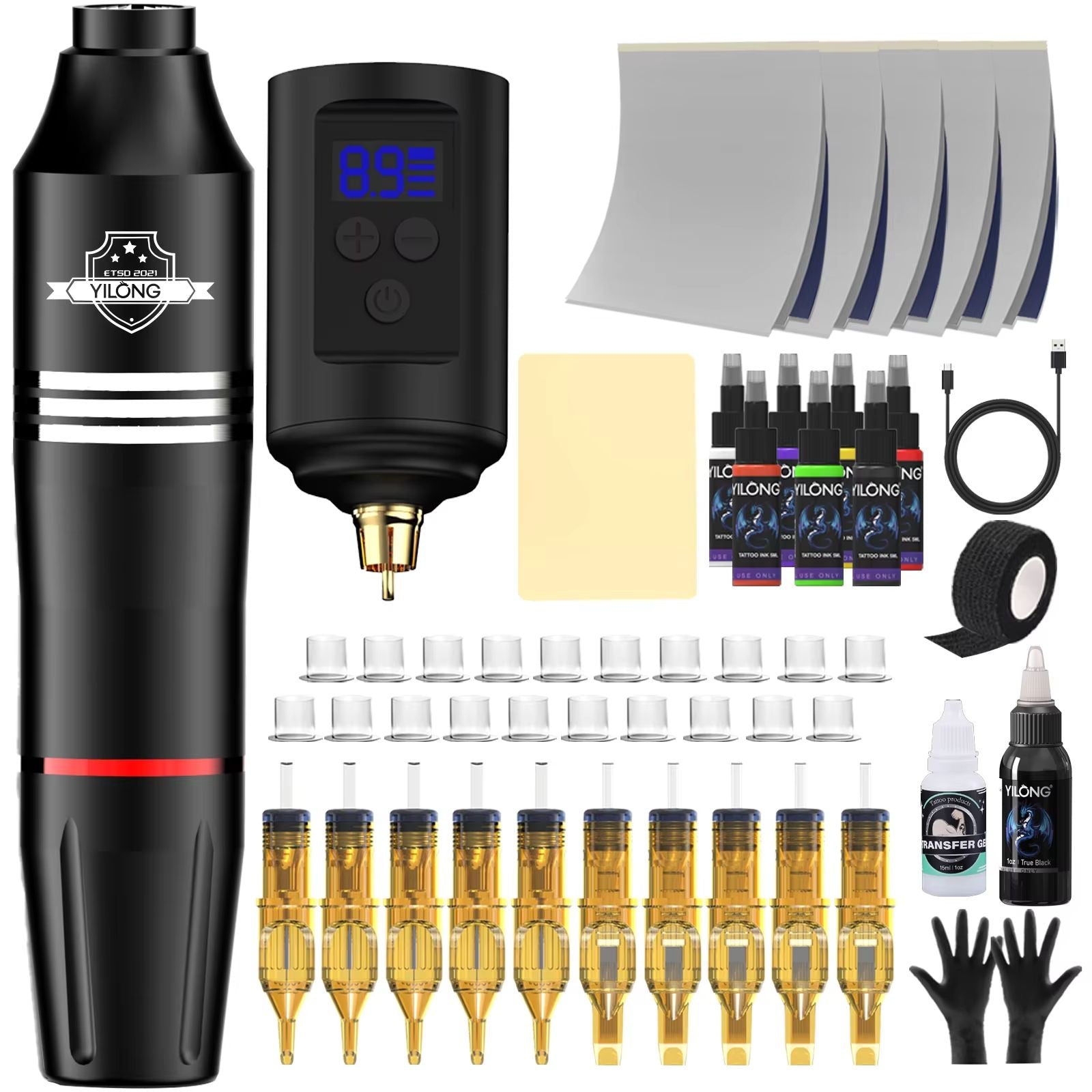 Wireless Tattoo Kit Rotary Machine With Cartridge Needles  Complete Permanent Makeup Tattoo Set 6