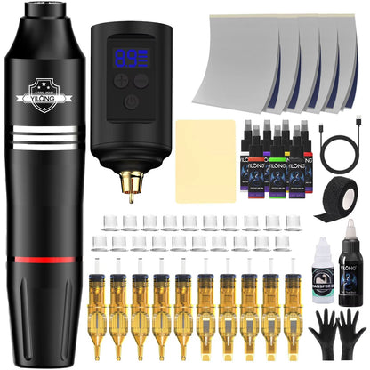 Wireless Tattoo Kit Rotary Machine With Cartridge Needles  Complete Permanent Makeup Tattoo Set 6