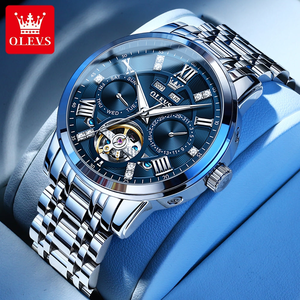 Men Automatic Mechanical Skeleton Watch Flywheel Movement Waterproof Wristwatch For Man Luminous Ca 1
