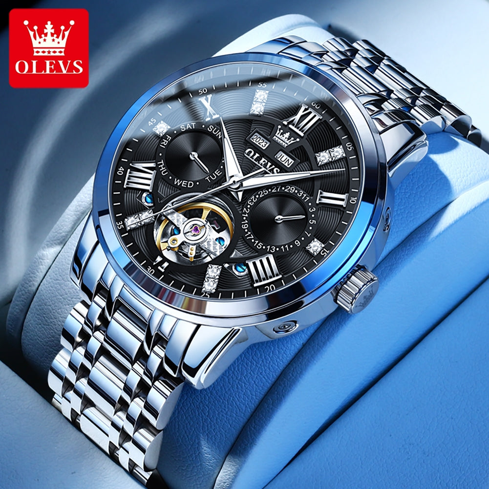 Men Automatic Mechanical Skeleton Watch Flywheel Movement Waterproof Wristwatch For Man Luminous Ca 2