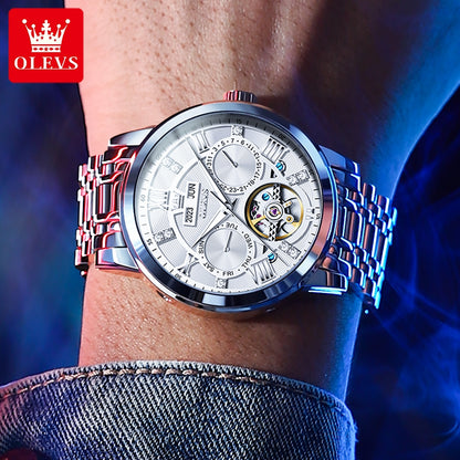 Men Automatic Mechanical Skeleton Watch Flywheel Movement Waterproof Wristwatch For Man Luminous Ca 4