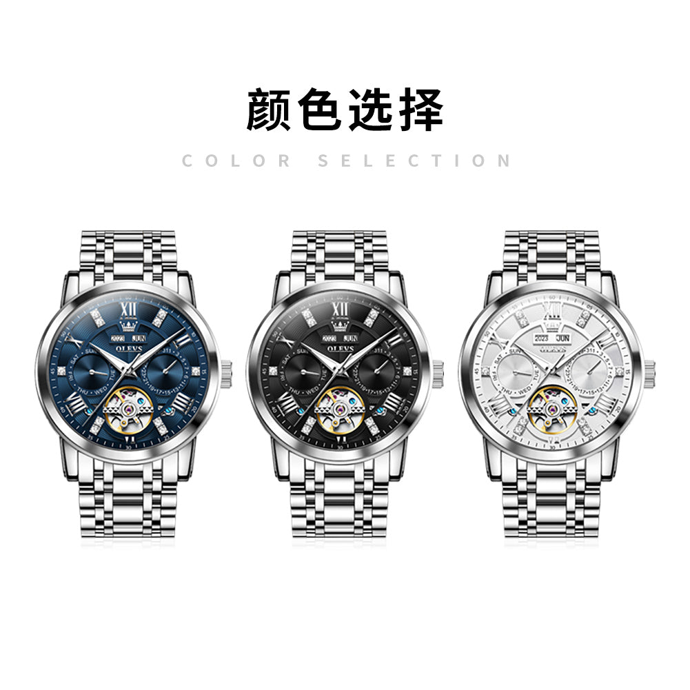 Men Automatic Mechanical Skeleton Watch Flywheel Movement Waterproof Wristwatch For Man Luminous Ca 5