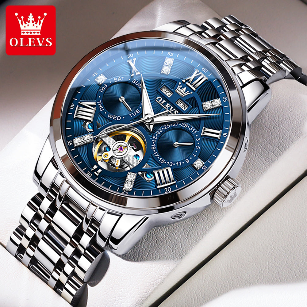 Men Automatic Mechanical Skeleton Watch Flywheel Movement Waterproof Wristwatch For Man Luminous Ca 7