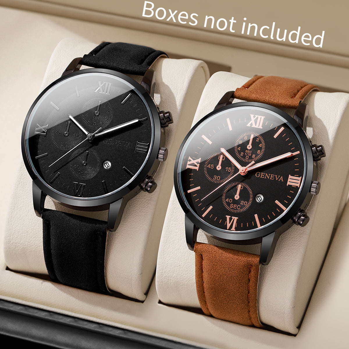 Men Leather Quartz Calendar Watch Set, Unisex Watches, Stylish Casual Wristwatch Gift for Him or Her