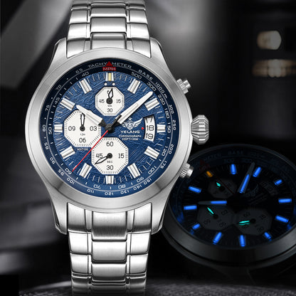 Yelang Men Quartz Watch With Japan OS00 Movement 100M Waterproof Diving Watch Three Eyes Chronograp 4