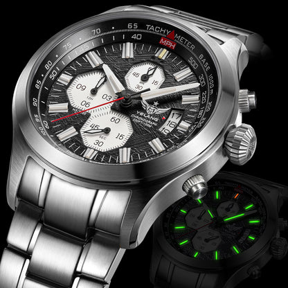 Yelang Men Quartz Watch With Japan OS00 Movement 100M Waterproof Diving Watch Three Eyes Chronograp 8