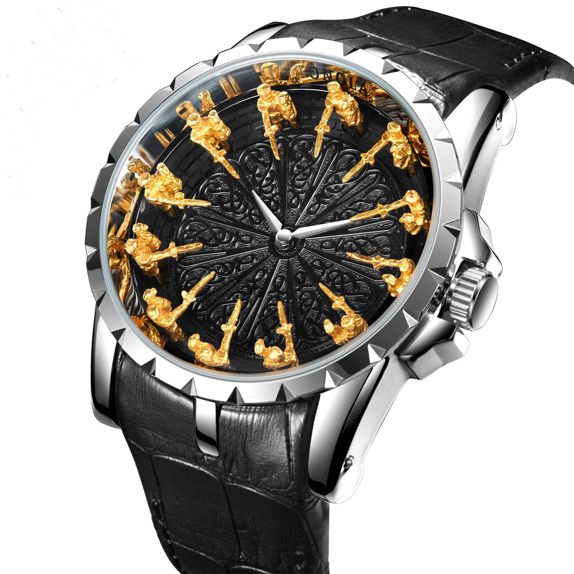 Medieval Style Men Waterproof Quartz Watch, Twelve Knight Design, Classic Gift for Him, Luxury Retro Timepiece