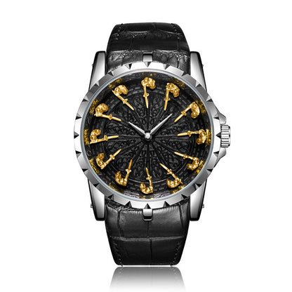 Medieval Style Men Waterproof Quartz Watch, Twelve Knight Design, Classic Gift for Him, Luxury Retro Timepiece