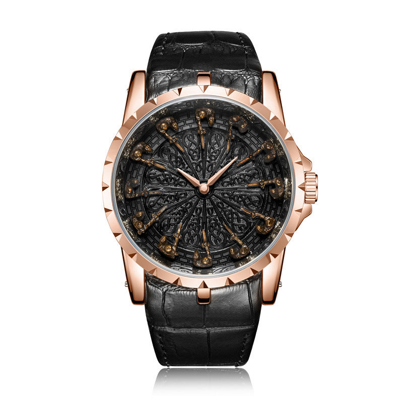 Medieval Style Men Waterproof Quartz Watch, Twelve Knight Design, Classic Gift for Him, Luxury Retro Timepiece