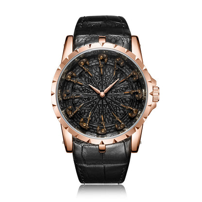 Medieval Style Men Waterproof Quartz Watch, Twelve Knight Design, Classic Gift for Him, Luxury Retro Timepiece