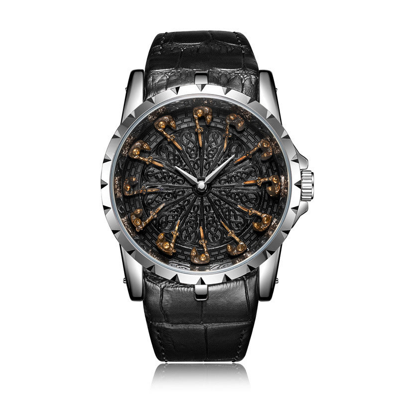 Medieval Style Men Waterproof Quartz Watch, Twelve Knight Design, Classic Gift for Him, Luxury Retro Timepiece