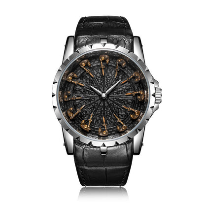 Medieval Style Men Waterproof Quartz Watch, Twelve Knight Design, Classic Gift for Him, Luxury Retro Timepiece