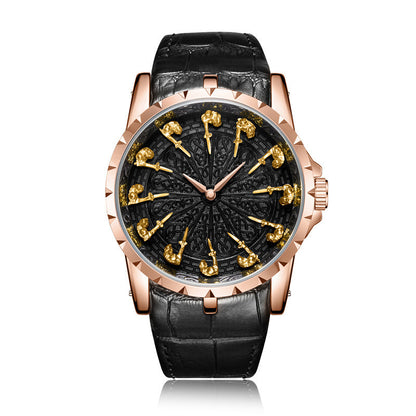 Medieval Style Men Waterproof Quartz Watch, Twelve Knight Design, Classic Gift for Him, Luxury Retro Timepiece