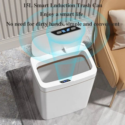 15L Motion Sensor Trash Can With Automatic Lid And Waterproof Design For Kitchen Or Bathroom 1