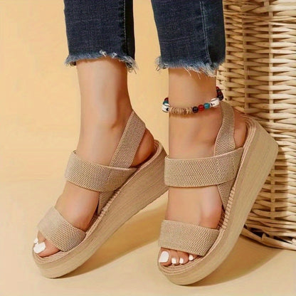 Women's Platform Casual Sandals Thick Soled Open Toe Wedge Sandals, Ankle Strap Slingback Sandals, Eco Hemp Footwear