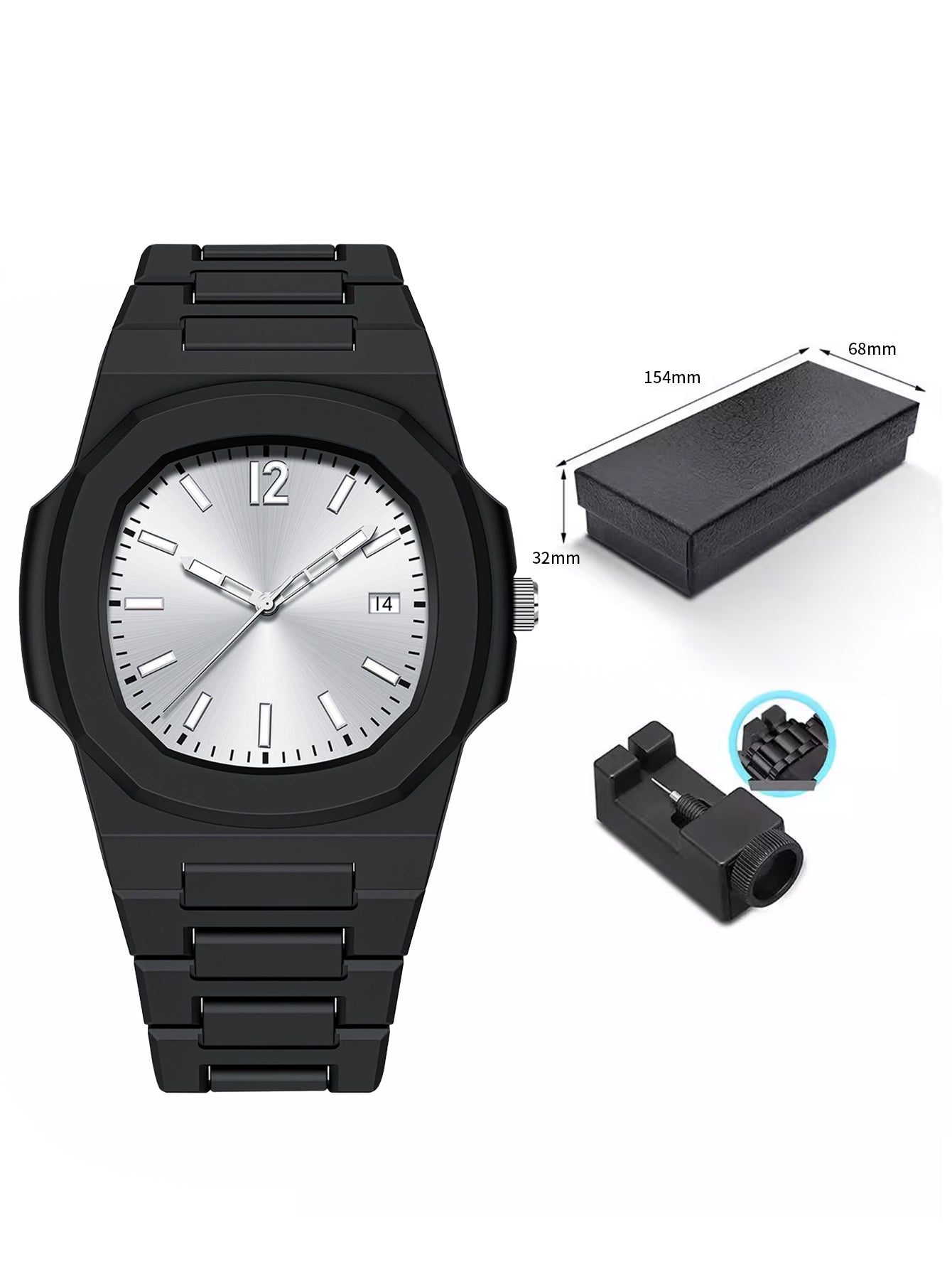 TOMI Mens Fashion Quartz Watch with Calendar, Simple Dial, Gift Box for Men, Multifunctional Style, Adjustable Strap