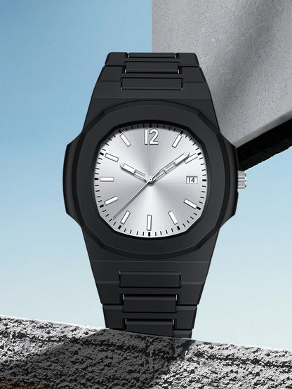 TOMI Mens Fashion Quartz Watch with Calendar, Simple Dial, Gift Box for Men, Multifunctional Style, Adjustable Strap