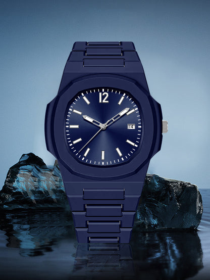 TOMI Mens Fashion Quartz Watch with Calendar, Simple Dial, Gift Box for Men, Multifunctional Style, Adjustable Strap
