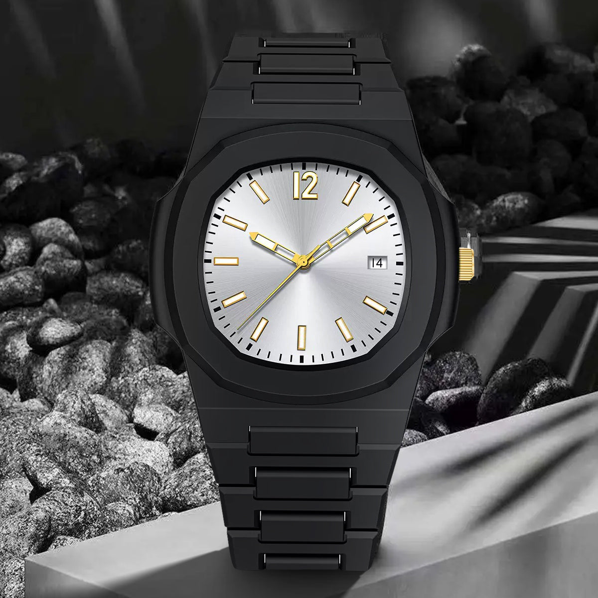 TOMI Mens Fashion Quartz Watch with Calendar, Simple Dial, Gift Box for Men, Multifunctional Style, Adjustable Strap