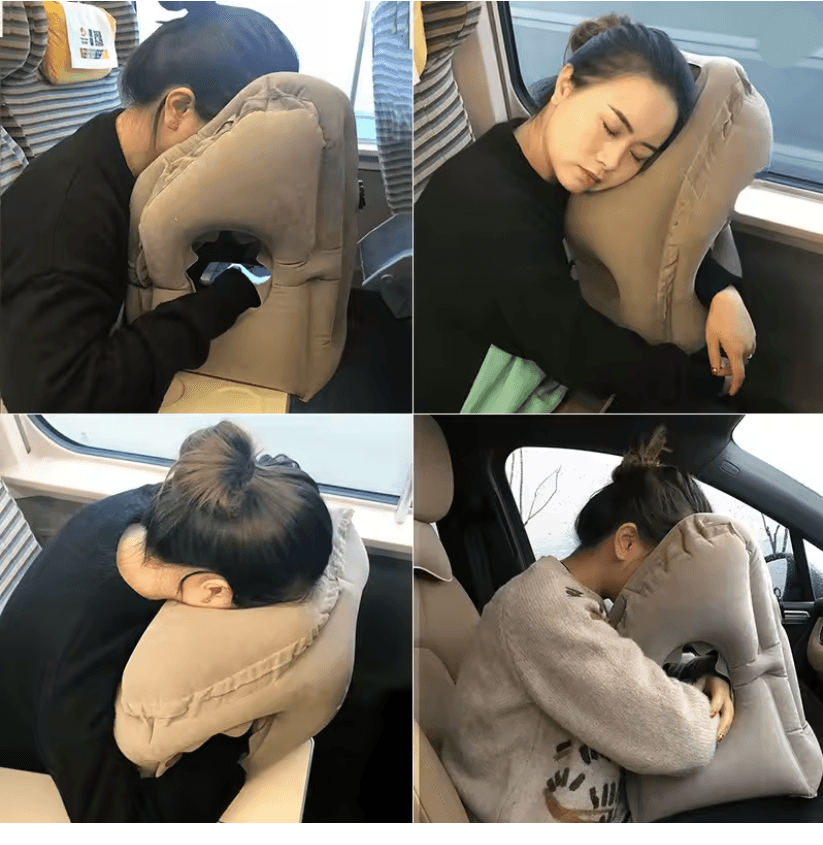 Inflatable Chin Support Travel Pillow Air Cushion For Neck And Headrest 1