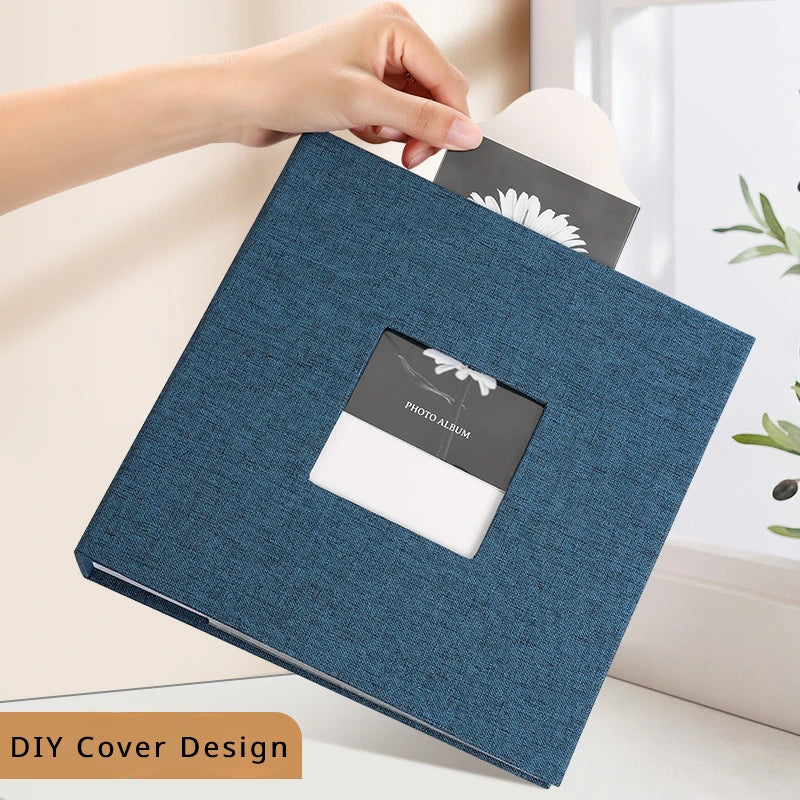 6 Inch Linen Photo Album, Interleaf, Children Growth Collection, Writable Memory Book for Family Portrait Keepsake