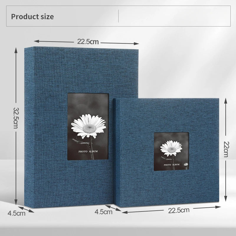 6 Inch Linen Photo Album, Interleaf, Children Growth Collection, Writable Memory Book for Family Portrait Keepsake