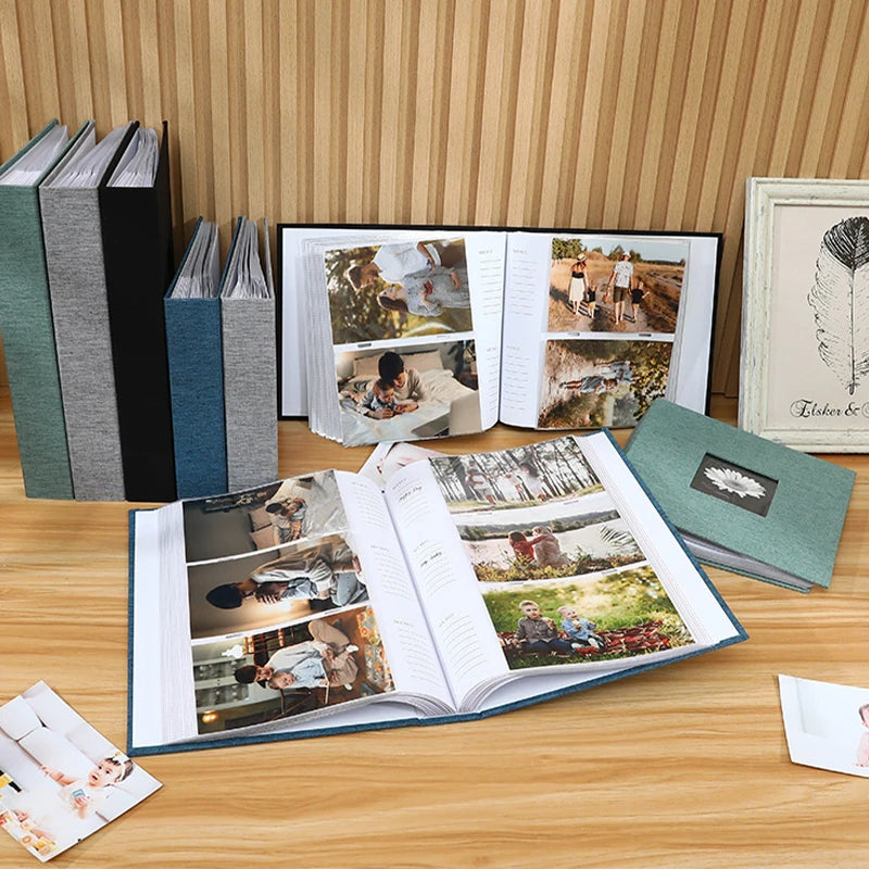 6 Inch Linen Photo Album, Interleaf, Children Growth Collection, Writable Memory Book for Family Portrait Keepsake