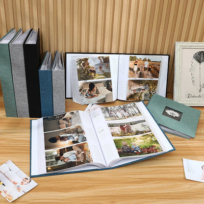 6 Inch Linen Photo Album, Interleaf, Children Growth Collection, Writable Memory Book for Family Portrait Keepsake