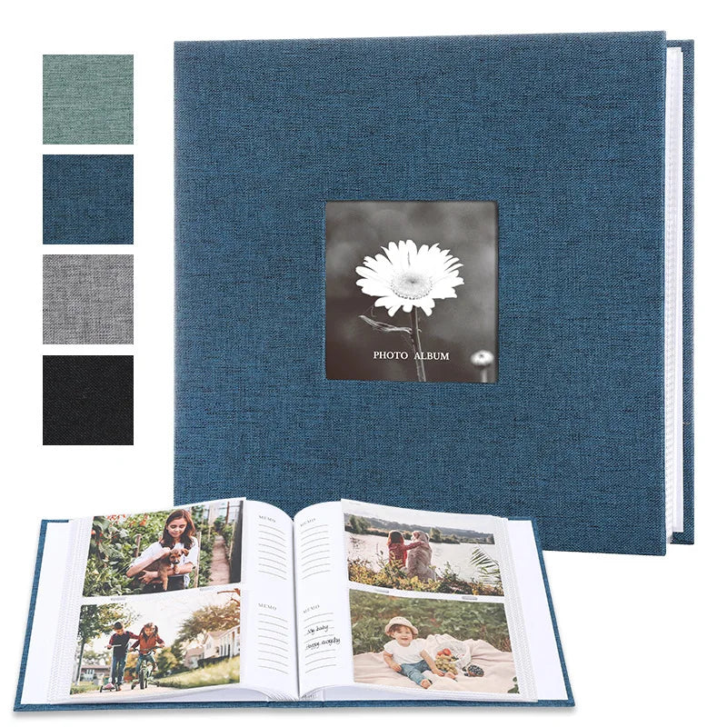 6 Inch Linen Photo Album, Interleaf, Children Growth Collection, Writable Memory Book for Family Portrait Keepsake