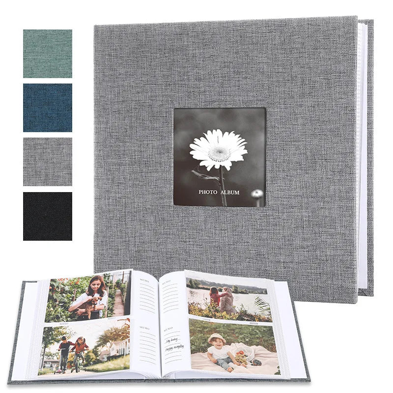 6 Inch Linen Photo Album, Interleaf, Children Growth Collection, Writable Memory Book for Family Portrait Keepsake