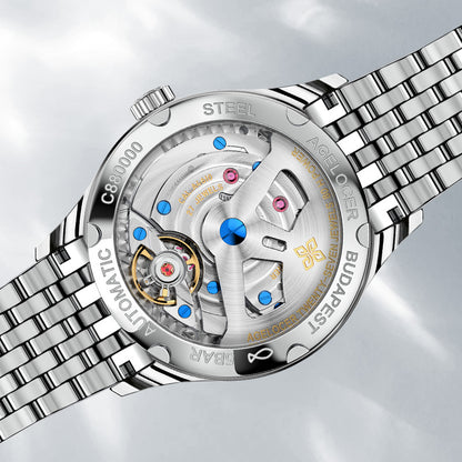 Automatic Mechanical AGELOCER Budapest Watch For Men Steel Strap Dress Watch Big Calendar Elegant B 2
