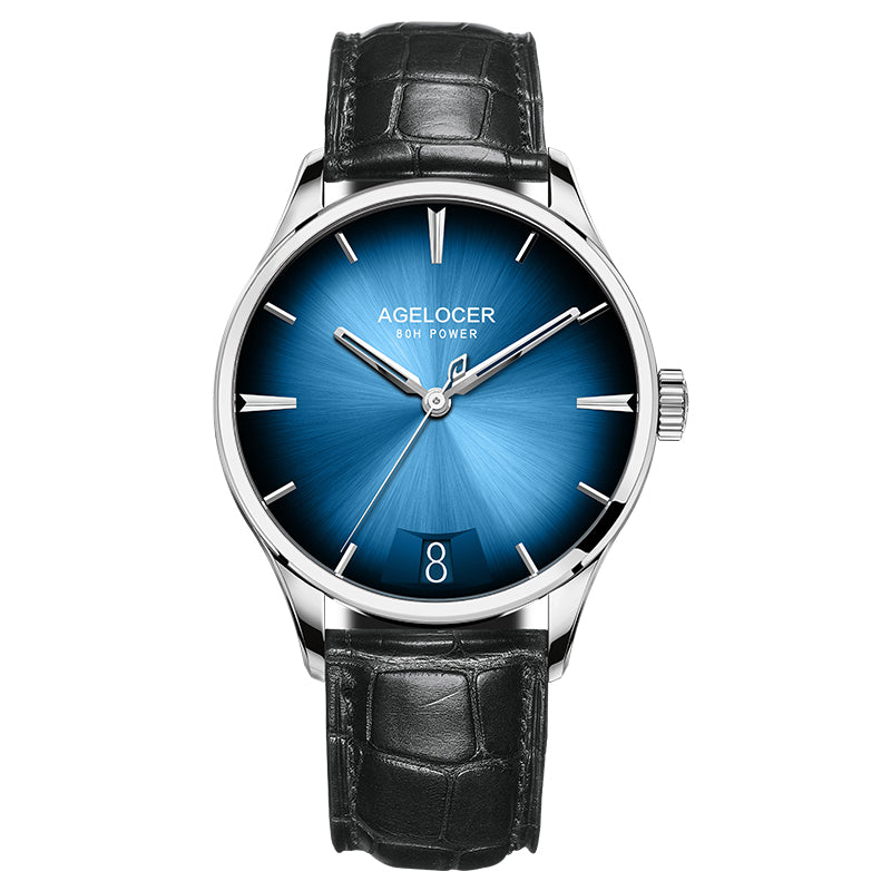 Automatic Mechanical AGELOCER Budapest Watch For Men Steel Strap Dress Watch Big Calendar Elegant B 6