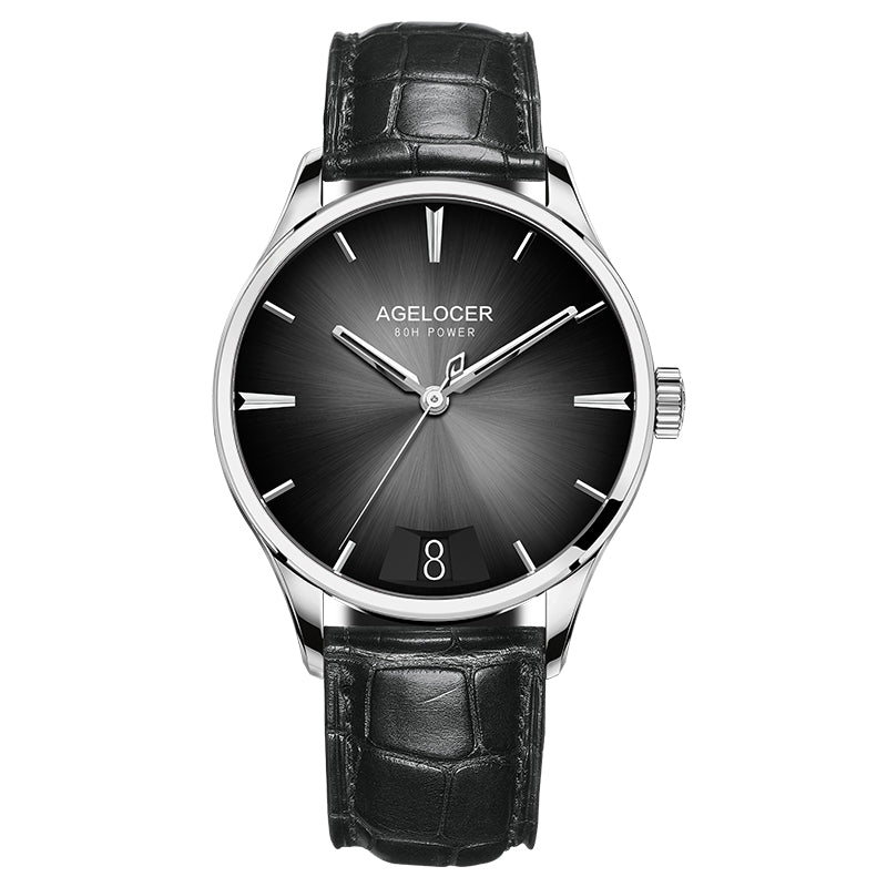 Automatic Mechanical AGELOCER Budapest Watch For Men Steel Strap Dress Watch Big Calendar Elegant B 7