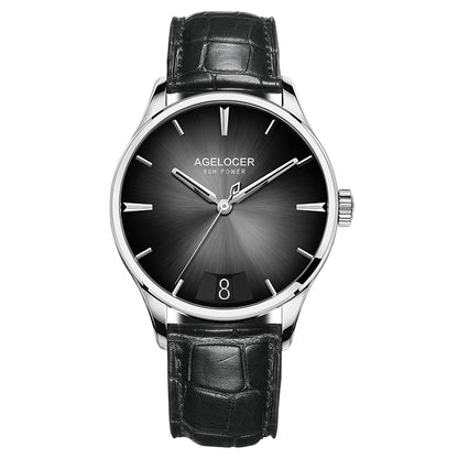 Automatic Mechanical AGELOCER Budapest Watch For Men Steel Strap Dress Watch Big Calendar Elegant B 7