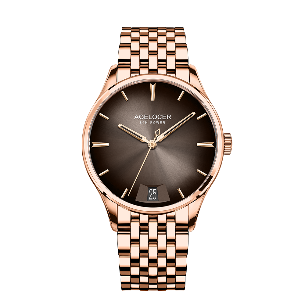 Automatic Mechanical AGELOCER Budapest Watch For Men Steel Strap Dress Watch Big Calendar Elegant B 11