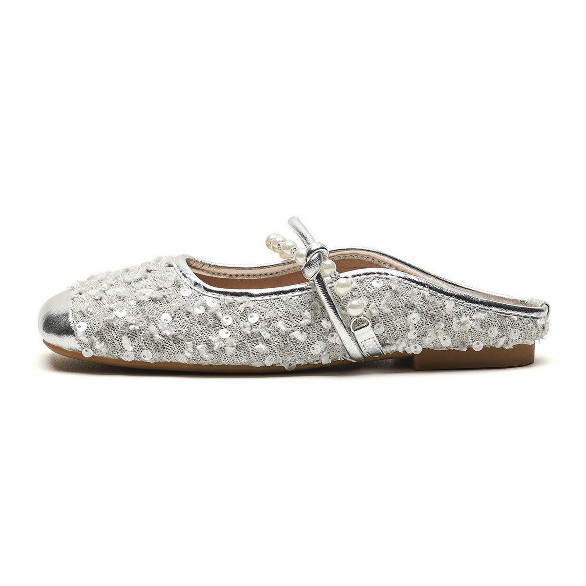 Ladies Casual Mules Stylish Pearl Design Flat Shoes For Women Comfortable Outdoor Slippers For Work 5