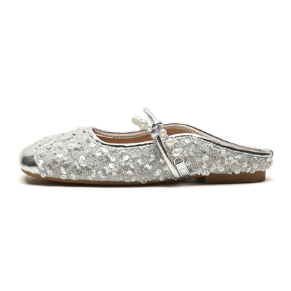 Ladies Casual Mules Stylish Pearl Design Flat Shoes For Women Comfortable Outdoor Slippers For Work 5