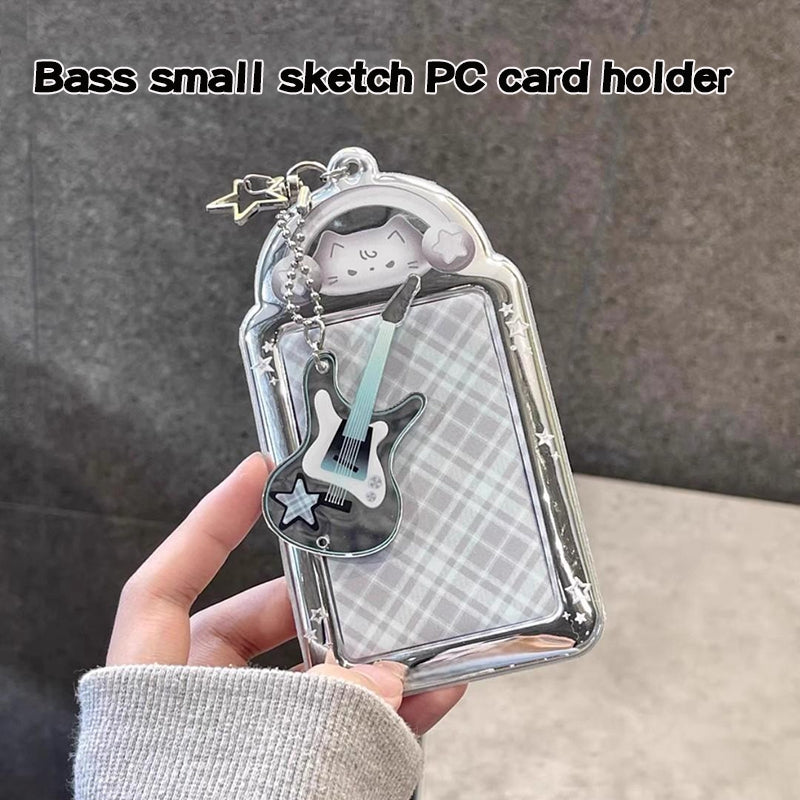Y2K Cat Photo Card Holder, Cute Black Cat Kpop Photocard Holder Keychain for Backpack, Album, & Display Pendant