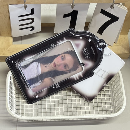 Y2K Cat Photo Card Holder, Cute Black Cat Kpop Photocard Holder Keychain for Backpack, Album, & Display Pendant