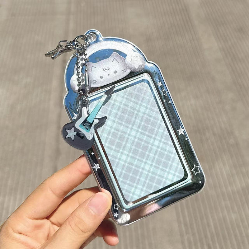 Y2K Cat Photo Card Holder, Cute Black Cat Kpop Photocard Holder Keychain for Backpack, Album, & Display Pendant