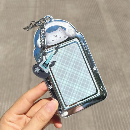 Y2K Cat Photo Card Holder, Cute Black Cat Kpop Photocard Holder Keychain for Backpack, Album, & Display Pendant